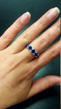 5ct Wedding Band Round Cut Blue Sapphire Half Eternity 14k White Gold Finish