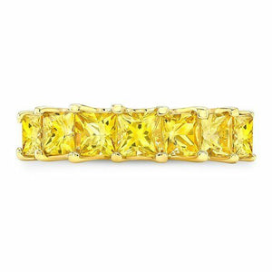 4ct Princess Cut Yellow Sapphire Half Eternity Engagement Ring 14k Gold Over New