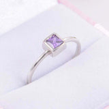 0.4ct Princess Cut Purple Amethyst Engagement Ring Solitaire 14k White Gold Over