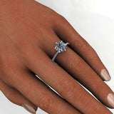 Hidden Halo Engagement Ring 1.5ct Round Cut VVS1D Diamond 14k White Gold Finish