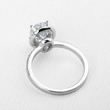 1.7ct Oval Cut Diamond Halo Engagement Ring 14k WhiteGold Over with Round Accent