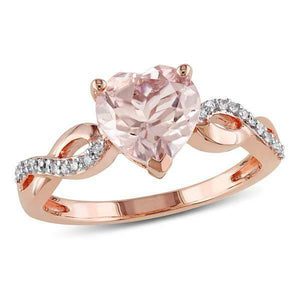 1.5Ct Heart Cut Peach Morganite Infinity Band Engagement Ring 14K Rose Gold Over