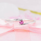 0.2ct Round Cut Pink Sapphire Tension Set Solitaire Ring 14k White Gold Finish