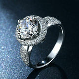 4Ct Round Cut Diamond Art Deco Halo Women Engagement Ring 14K White Gold Finish