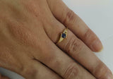 1ct Round Blue Sapphire Bypass Style Solitaire Accent Ring 14k YellowGold Finish