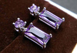 2.5ct Drop Dangle Earrings Baguette Cut Purple Amethyst 14k White Gold Finish