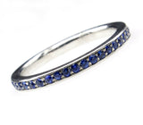 1Ct Round Cut Blue Sapphire Full Eternity Wedding Band 18K White Gold Finish