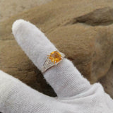 2ct Cushion Cut Yellow Citrine Split Shank Engagement Ring 18k White Gold Finish