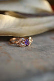 1ct Round Cut Amethyst Engagement Ring Floral Petal Leaf 14k Yellow Gold Finish