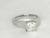 3Ct Princess Cut Diamond Wide Solitaire Engagement Ring 14K White Gold Finish