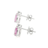 1.56ct Stud Earrings Oval Cut Pink Sapphire Diamond Petite 14k White Gold Finish