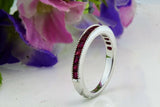 1.6ct Princess Cut Pink Ruby Channel Set Wedding Band Ring 14k White Gold Finish