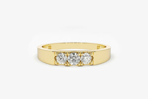 1.2ct Engagement Ring Round Cut Diamond Solitaire Trilogy 14k Yellow Gold Finish