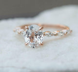 1.5ct Engagement Ring Oval Cut Diamond Marquise Accent Design 14k Rose Gold Over