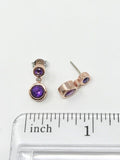 1ct Round Simulated Purple Amethyst Bezel Set Drop Earrings 14k Rose Gold Plated