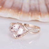 1.5ct Cushion Peach Morganite Twisted Shank Engagement Ring 14k Rose Gold Finish