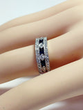 4Ct Round Cut Sapphire Diamond Filigree Wide Wedding Band 14K White Gold Finish