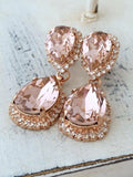 2ct Pear Cut Champagne Morganite Tear Drop Earring Women 14k Rose Gold Finish