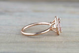 1.5ct Round Cut Peach Morganite Engagement Ring 14k RoseGold Finish Diamond Halo