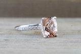 1.6ct Cushion Cut Morganite Engagement Ring 14k White Gold Finish Diamond Accent