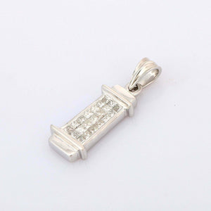 2.5ct Diamond Pendant Princess Cut Vertical Bar 14k White Gold Finish NO CHAIN