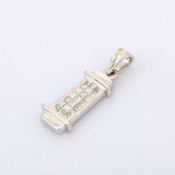 2.5ct Diamond Pendant Princess Cut Vertical Bar 14k White Gold Finish NO CHAIN