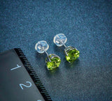 1ct Stud Earrings Round Cut Green Peridot Solitaire Women 14k White Gold Finish