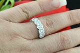 3Ct Round Cut Diamond Five Stone Halo Engagement Ring 14K White Gold Finish