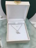 1ct Round Cut Diamond Pendant with Chain Butterfly Desgin 14k White Gold Finish