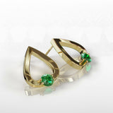 1Ct Round Cut Green Emerald Water Tear Drop Earrings Women 14K Yellow Gold Over