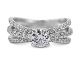 3Ct Round Cut Diamond Double Split Shank Engagement Ring 14K White Gold Finish