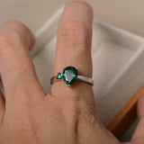 1ct Pear Cut Emerald Engagement Ring Two Stone Solitaire 14k White Gold Finish