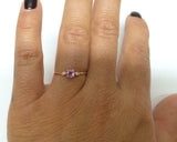 0.5ct Round Cut Pink Sapphire Trilogy Minimalist Ring 14k Rose Gold Finish