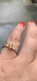 0.5ct Engagement Ring Round Cut Citrine Minimalist Trilogy 14k White Gold Finish