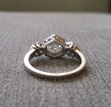 1.2Ct Round Cut Diamond Vintage Antique Engagement Ring 18K White Gold Finish