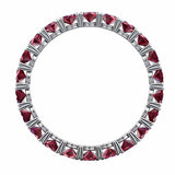 3.5ct Round Cut Pink Ruby Wedding Band Iced Full Eternity 14k White Gold Finish