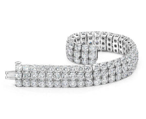 25Ct Cushion Cut Diamond Cocktail 3 Line Tennis Bracelet 18K White Gold Finish