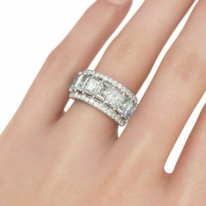 6Ct Radiant Cut Diamond Half Eternity Iced Wedding Band Ring 14K White Gold Over