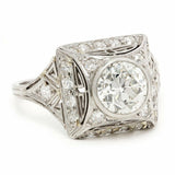 3ct Round Cut Diamond Art Deco Edwardian Cocktail Ring 14k White Gold Finish