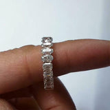 5Ct Half Oval Half Emerald Cut Diamonds Full Eternity Band 14K White Gold Finish