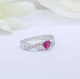 0.75ct Heart Cut Pink Ruby Engagement Ring Infinity Solitaire 14k WhiteGold Over