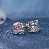 2ct Cushion Cut Simulated Diamond Solitaire Stud Earrings 14k White Gold Plated