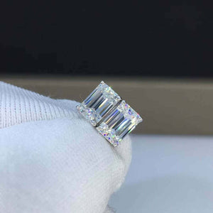 2ct Emerald Cut VVS1D Diamond Solitaire Women Stud Earrings 14k WhiteGold Finish