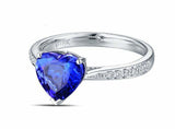 1.25ct Heart Cut Blue Tanzanite Solitaire with Accent Ring 14k White Gold Finish