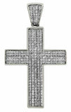 1.7ct Round Cut VVS1D Diamond Pendant Mini Puff Pave Cross 14k White Gold Finish