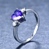 1ct Heart Purple Amethyst Engagement Ring 14k White Gold Finish Trilogy Diamond