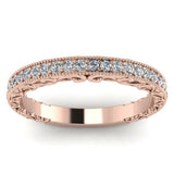 1.1ct Round Cut Diamond Vintage Half Eternity Wedding Band 14k Rose Gold Finish