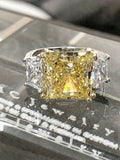 2ct Princess Cut Yellow Sapphire 3 Stone Engagement Ring 14k Dual Tone Finish