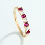 1.4ct Round Cut Pink Ruby Half Eternity Wedding Band Ring 14k Yellow Gold Finish