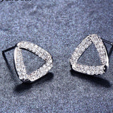 1.5ct Round Cut VVS1D Diamond Triangle Shape Stud Earrings 14k White Gold Finish